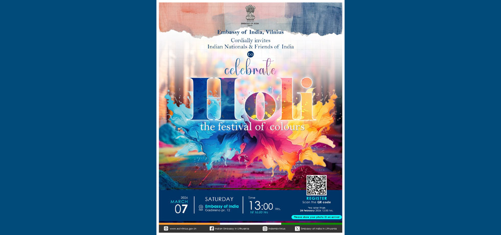 Join us to celebrate Holi in Embassy of India, Vilnius on 07 February 2026.